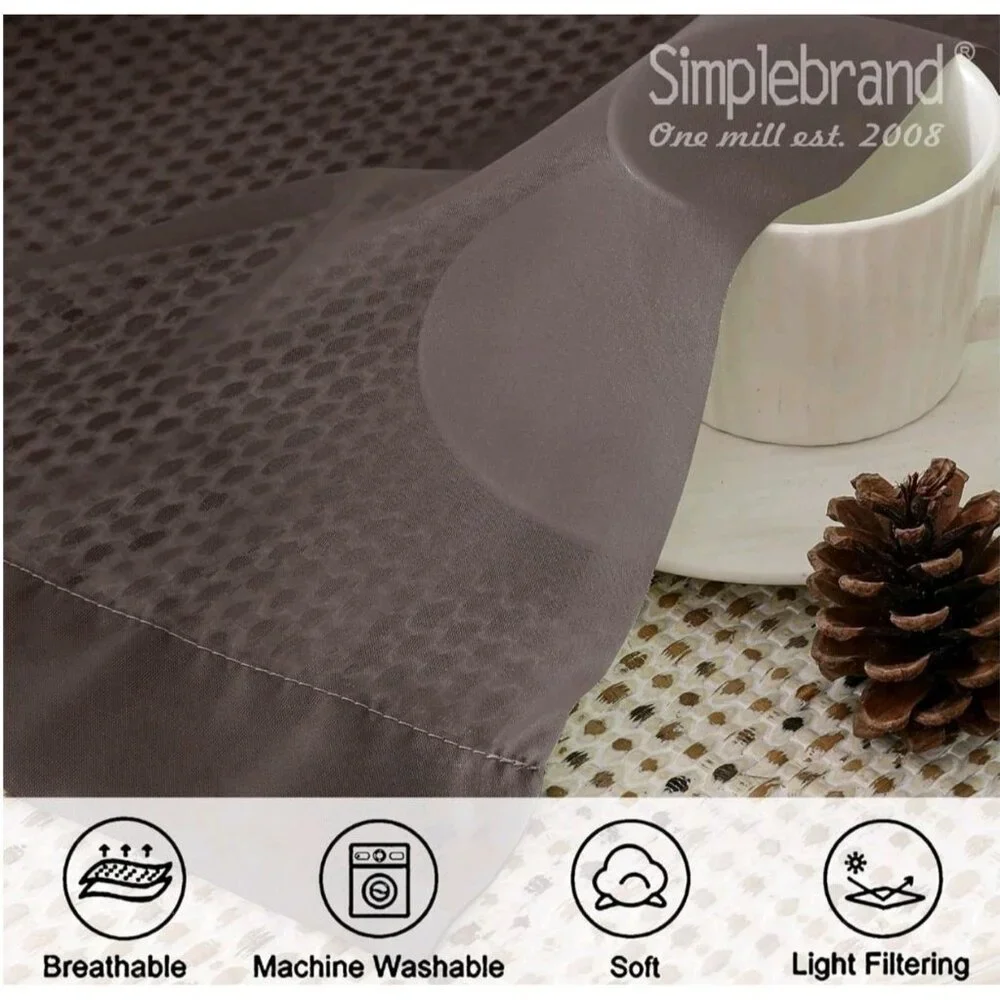 3 Simple Brand Jacquard‎ Sheer Curtains 40 x 84 Brown Chocolate Set of 3 New S2